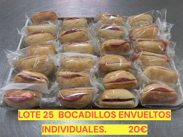 LOTE 25 BOCADILLOS DE FIAMBRE. ENVUELTOS INDIVIDUAL